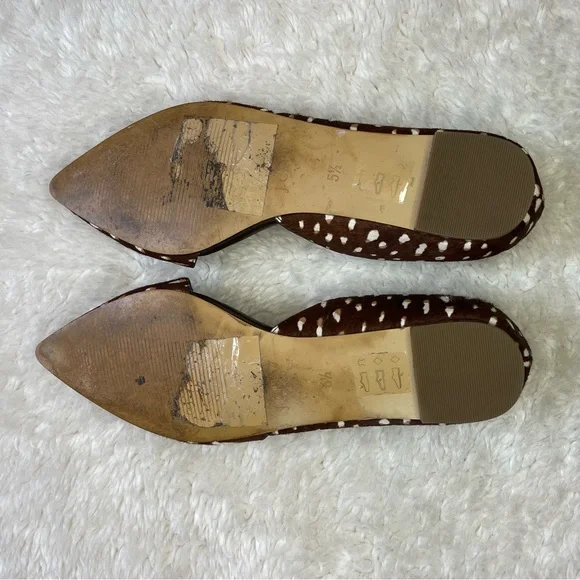 J Crew d’orsay pointed toe leopard cheetah fawn leather calf fur flats - Picture 6 of 6